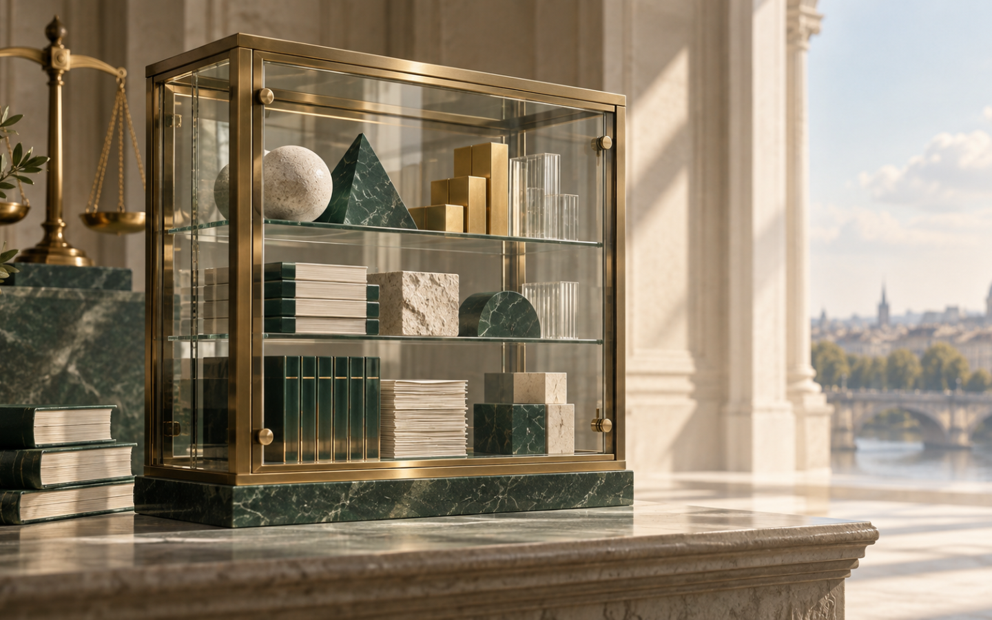 Illustration éditoriale d’actifs conservés dans une vitrine sécurisée, évoquant le rôle de dépositaire d’un fonds