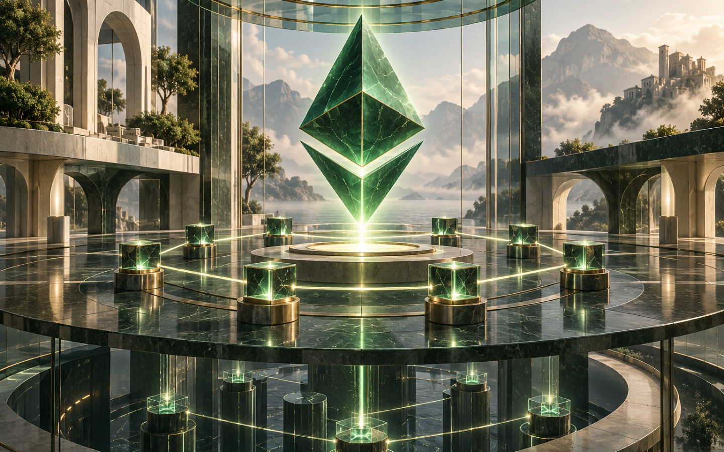 Illustration éditoriale de la mise à niveau Glamsterdam d’Ethereum testée sur Sepolia