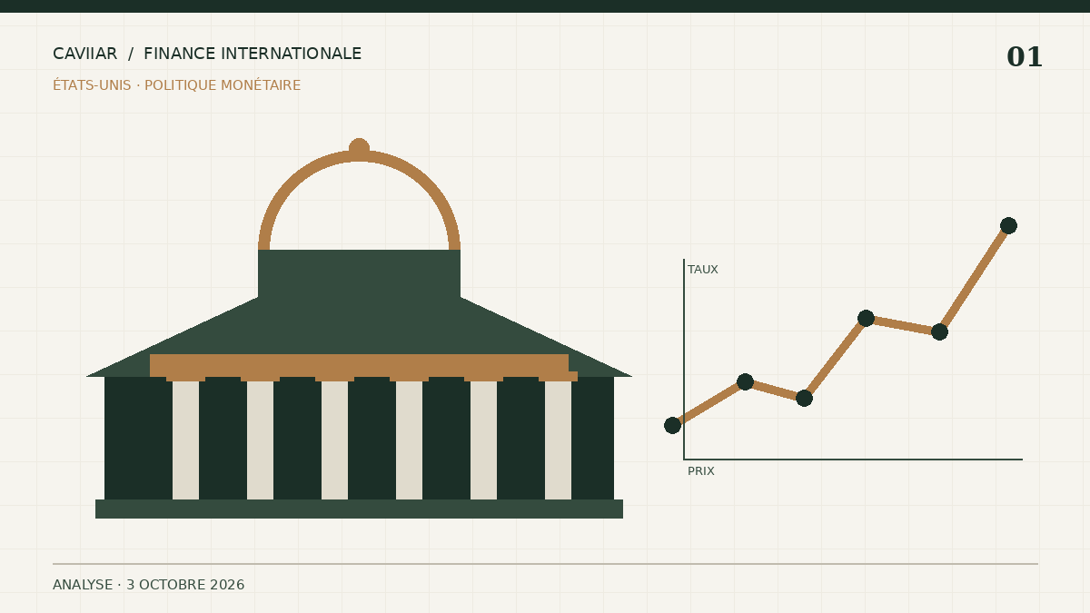 Illustration éditoriale de la Réserve fédérale et d’une courbe de taux