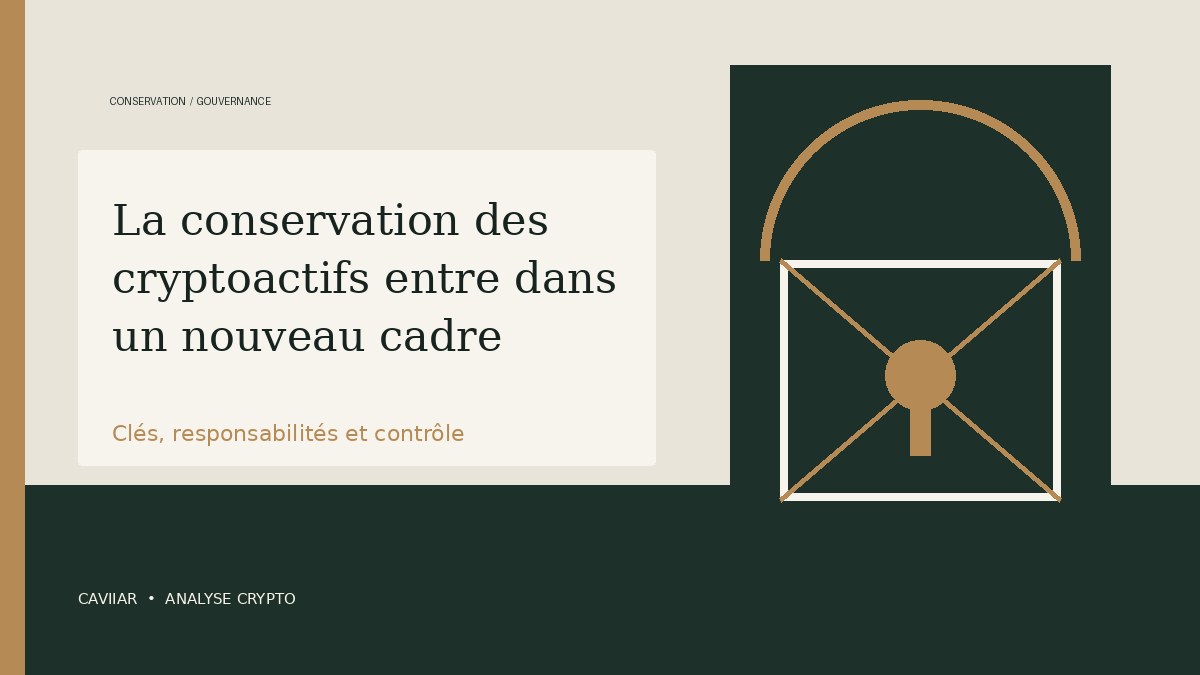 Illustration éditoriale d’un coffre représentant la conservation et la gouvernance des cryptoactifs