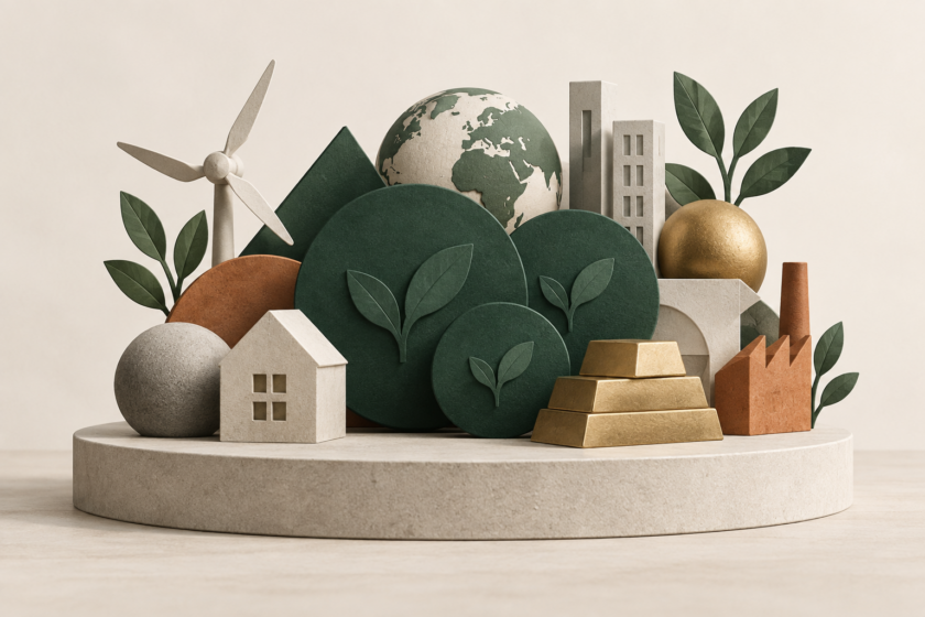 Composition géométrique de formes variées et répétées illustrant la diversification et les expositions communes.